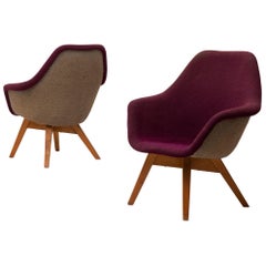 Set of 2 Lounge Chairs by Miroslav Navratil in Fabric and Oak, 1960s