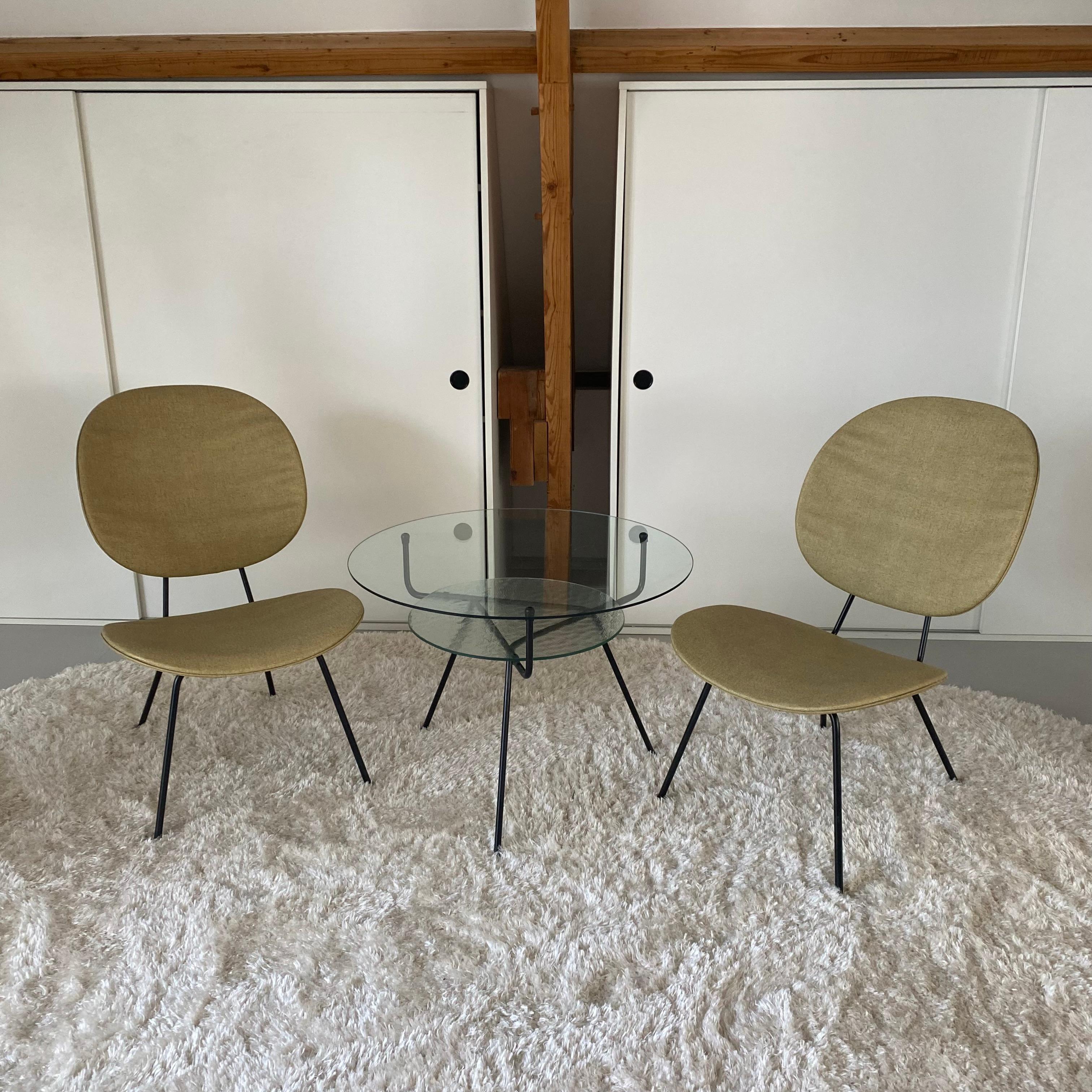 Set of 2 Lounge Chairs by W.H. Gispen for Kembo, Netherlands 1950 In Fair Condition For Sale In DE MEERN, NL