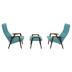 Set of 2 Lounge Chairs+ Matching Ottoman by Yngve Ekström for Pastoe, 1960s