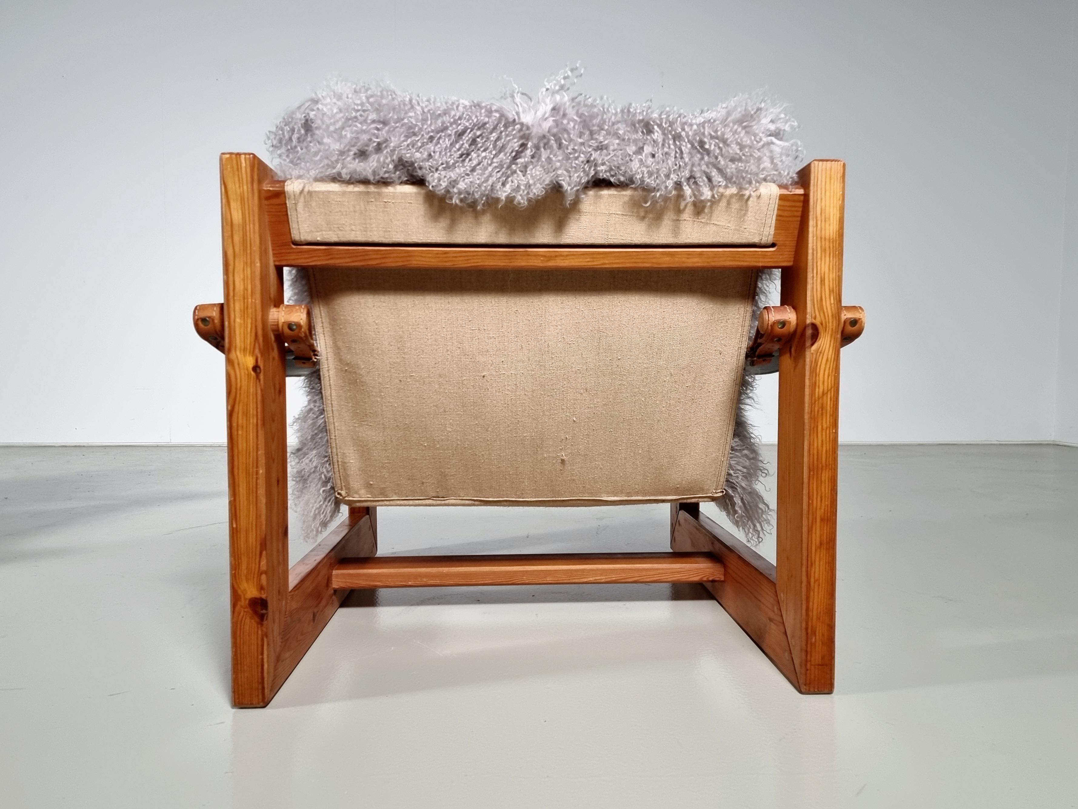 Ensemble de 2 chaises longues en bois de mouton et de pin, Pays-Bas 2
