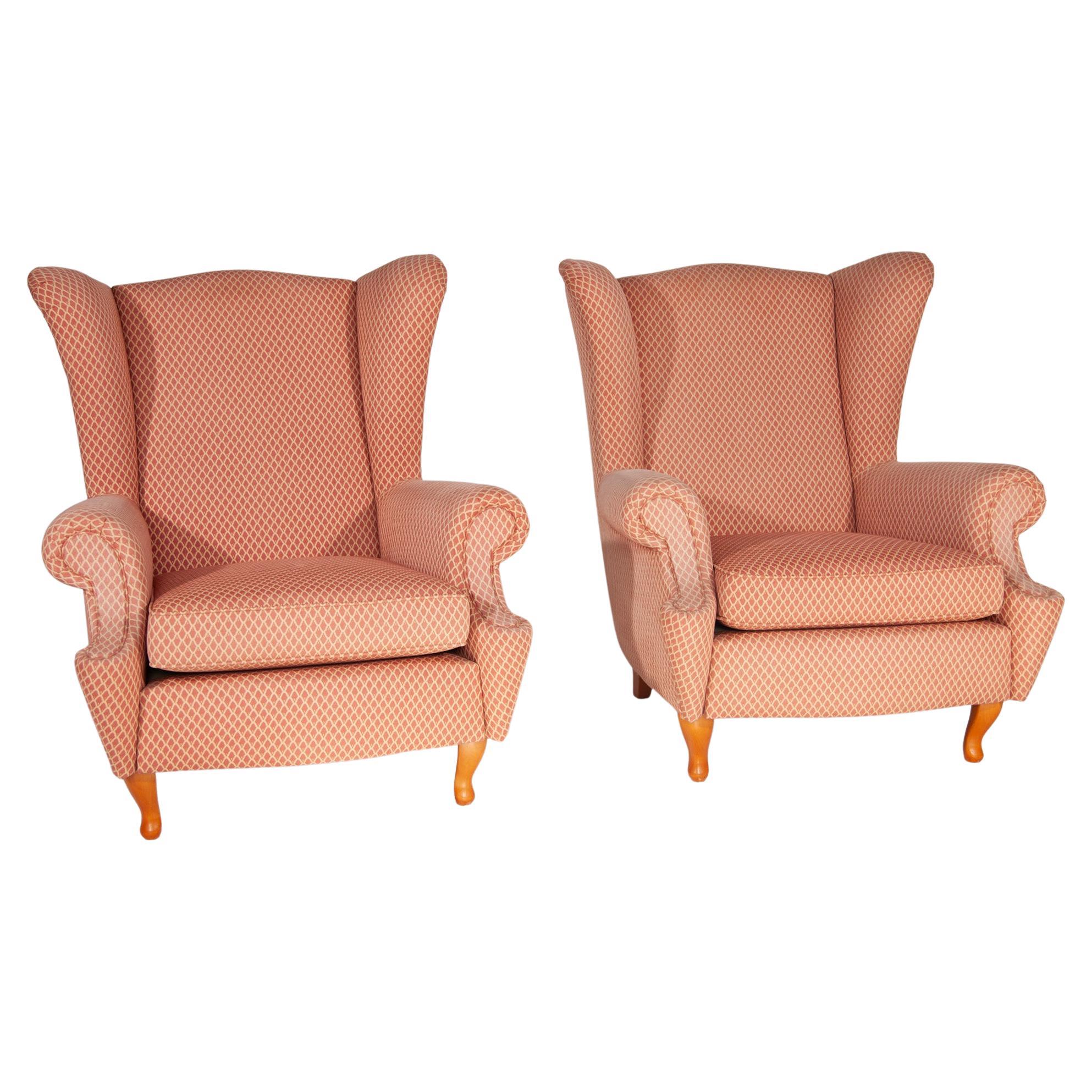 Set of 2 Lounge Wingback Chairs attributed to ISA Bergamo For Sale