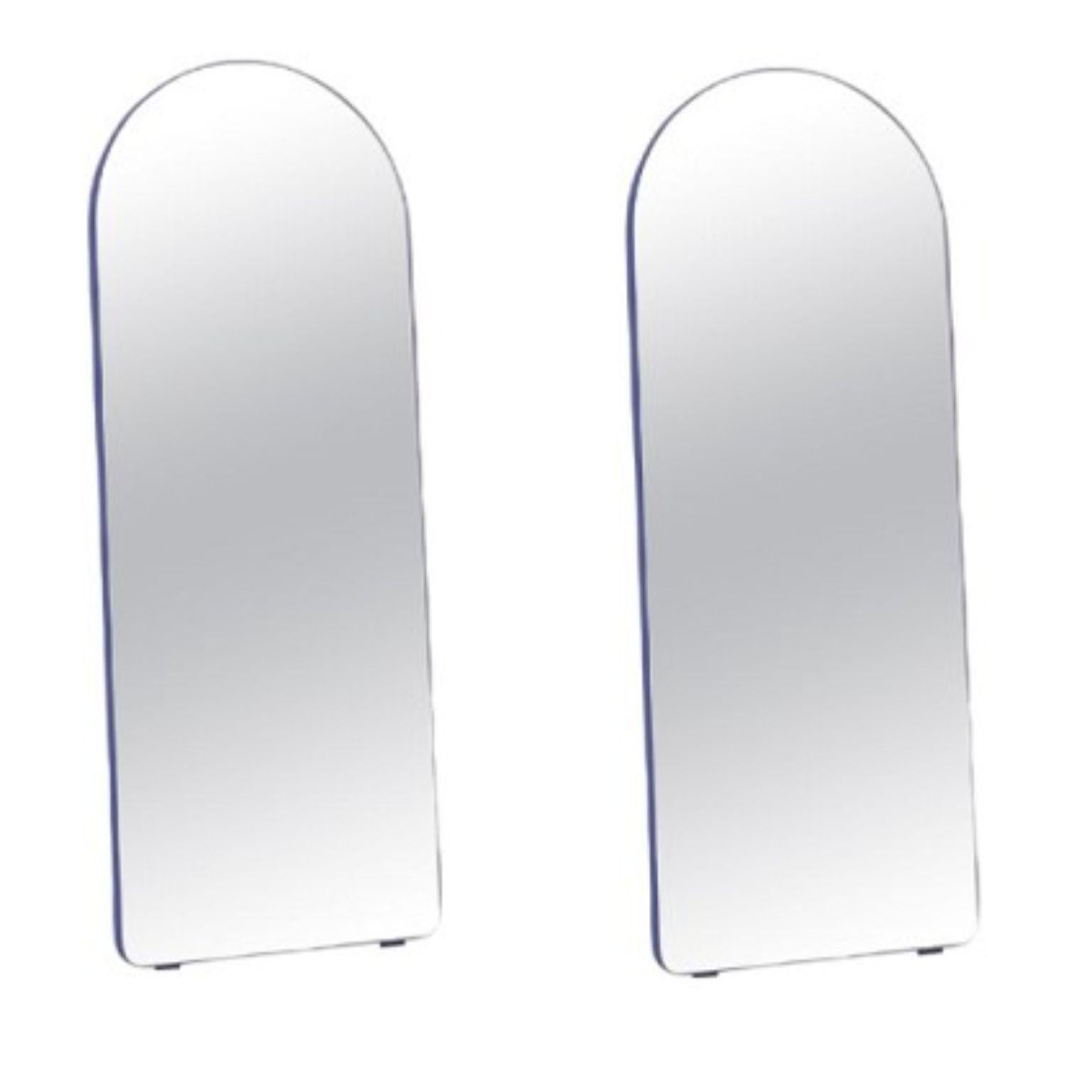 Set of 2 loveself 01 mirrors by Oito
Dimensions: D 70 x W 4 x H 180 cm
Materials: peinting mdf, silver glass mirror

Loveself is a collection of mirrors created by our team of designers oito design. The mission of our collection is to call