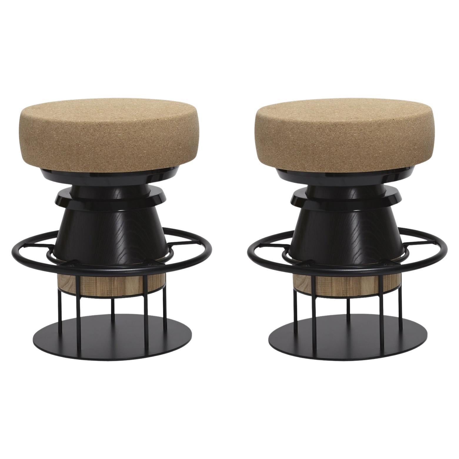 Set di 2 sgabelli bassi neri Tembo, Note Design Studio