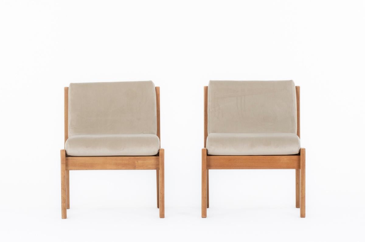 Set of 2 Low chairs by Andre Sornay, 1960 In Good Condition For Sale In JASSANS-RIOTTIER, FR