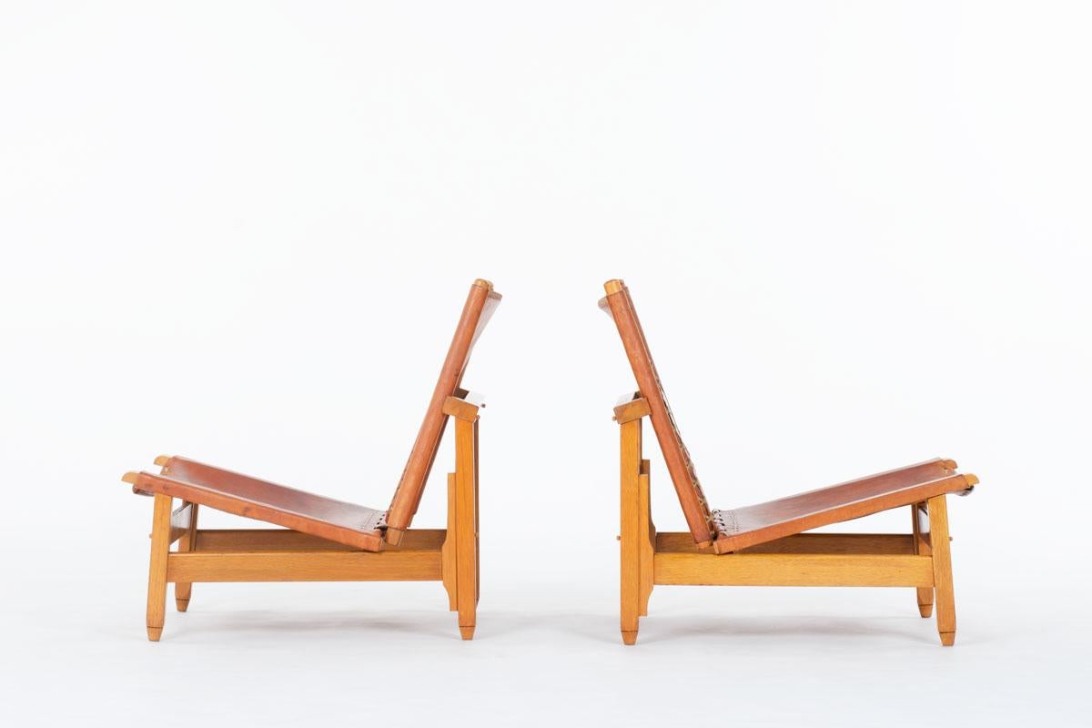 Colombian Set of 2 low chairs by Werner Biermann for Arte Sano Colombia 1960 For Sale