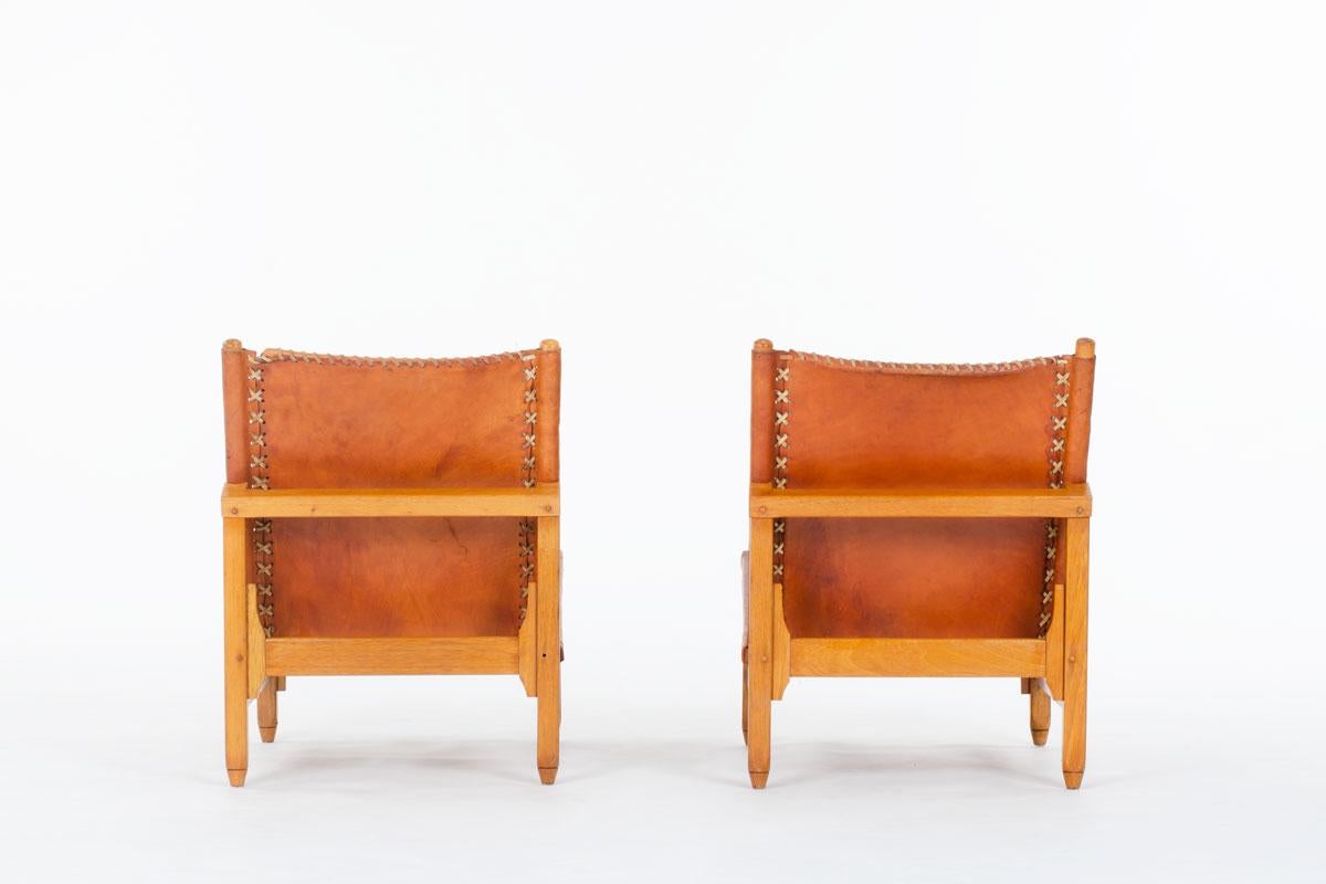 Set of 2 low chairs by Werner Biermann for Arte Sano Colombia 1960 In Good Condition For Sale In JASSANS-RIOTTIER, FR