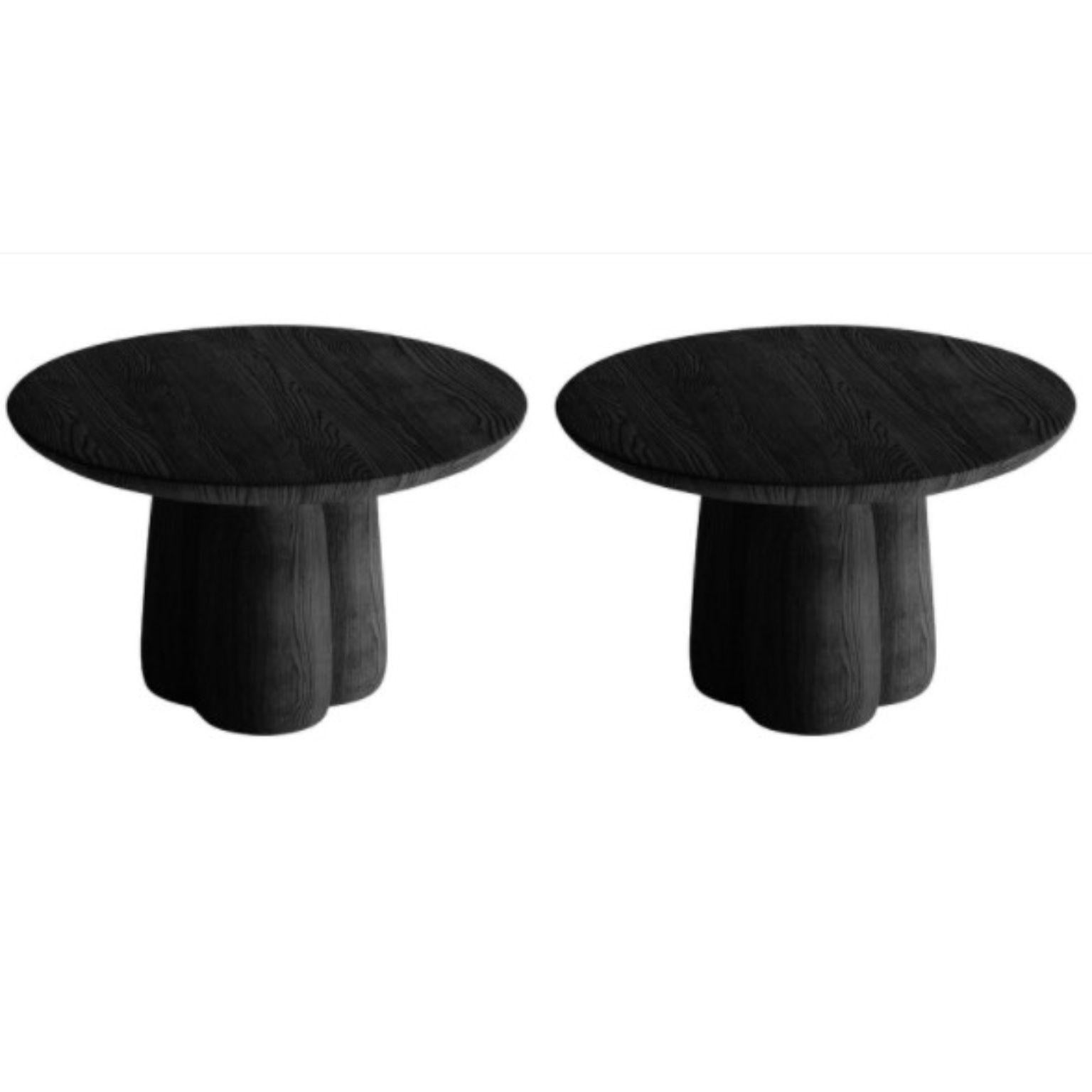 Set of 2 low coffee tables by Faina
Design: Victoriya Yakusha
Materials: Ash in natural or black color
Dimensions: D 58 x H 35 cm

Like strong sunflower stems, SONIAH tables are fed with energy from the ground, saturating with it the space