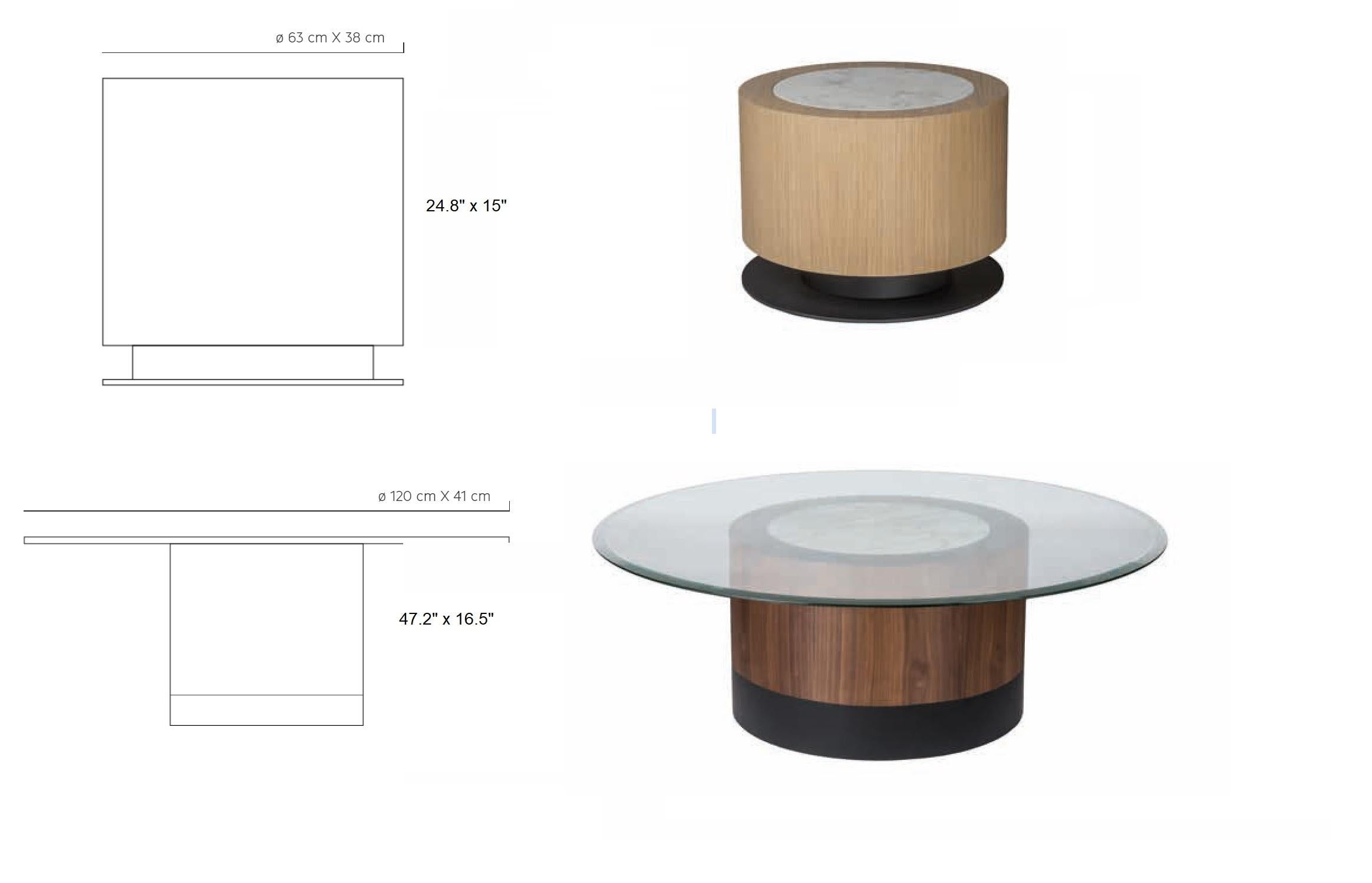 Set of 2 Low Tables in Wood or Lacquer - 47