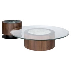 Ensemble de 2 tables basses en Wood ou en laque - 47" et 25" de diamètre