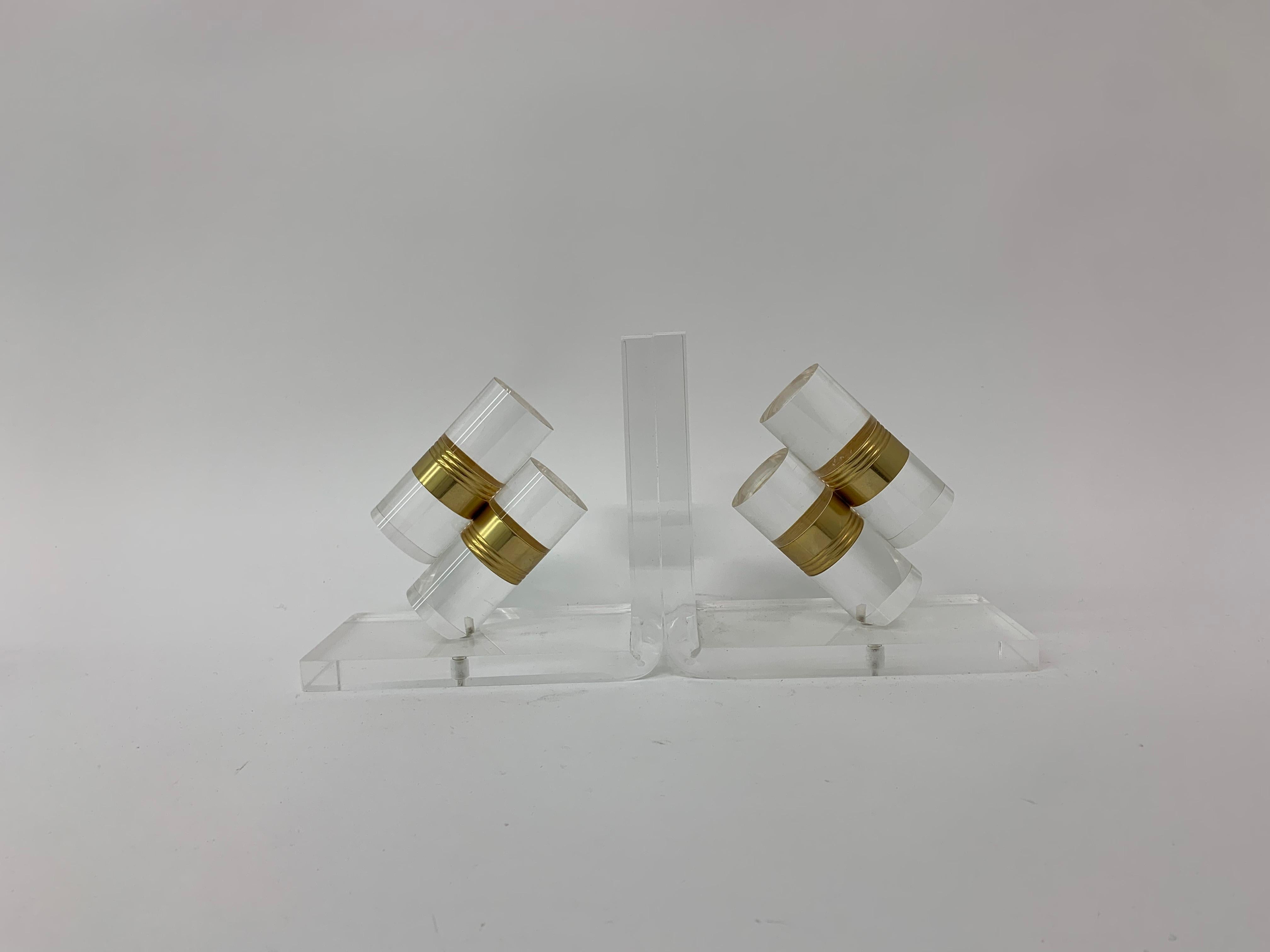 Mid-Century Modern Set of 2 Lucite Book Ends, 1970’s