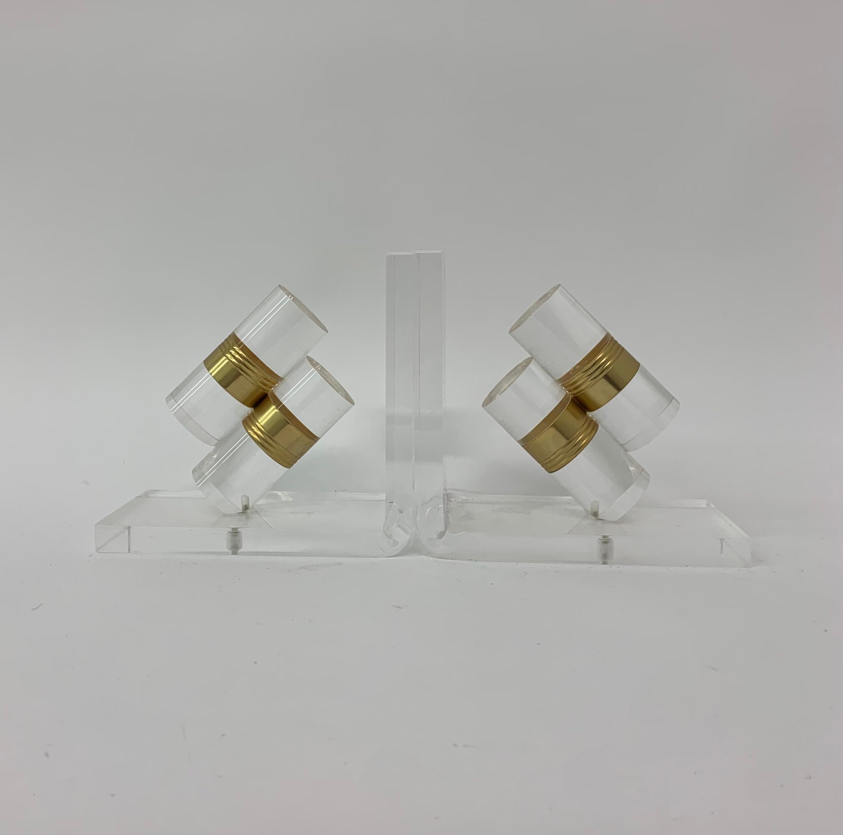 European Set of 2 Lucite Book Ends, 1970’s