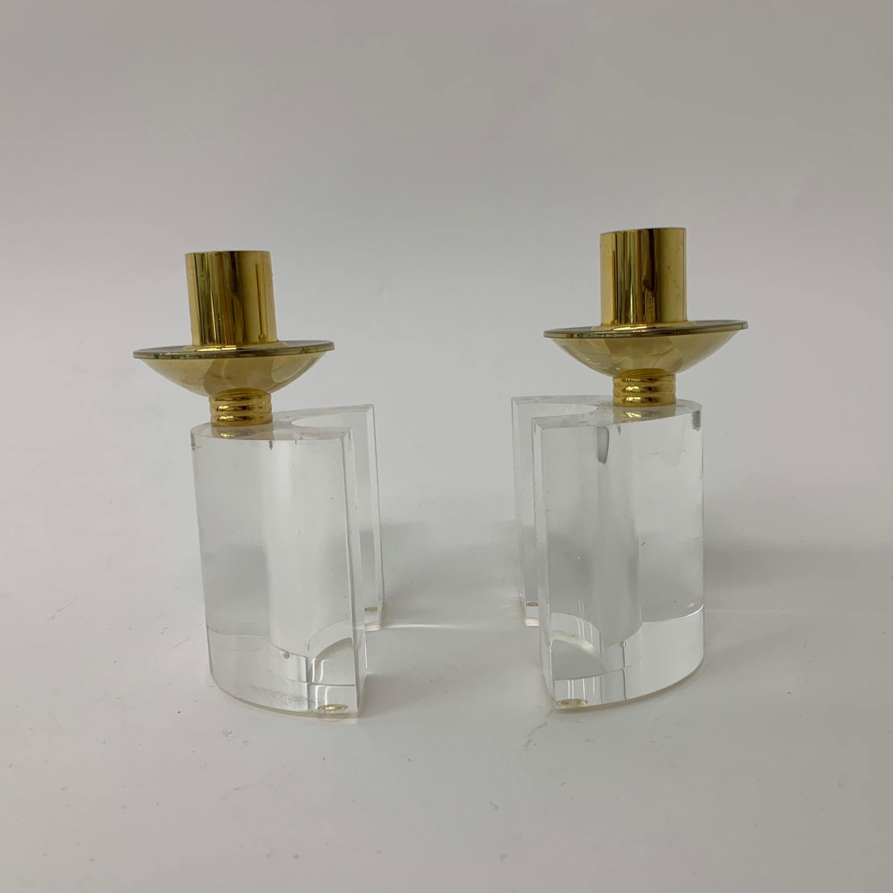 Set of 2 Lucite Candle Sticks, 1970s For Sale 2