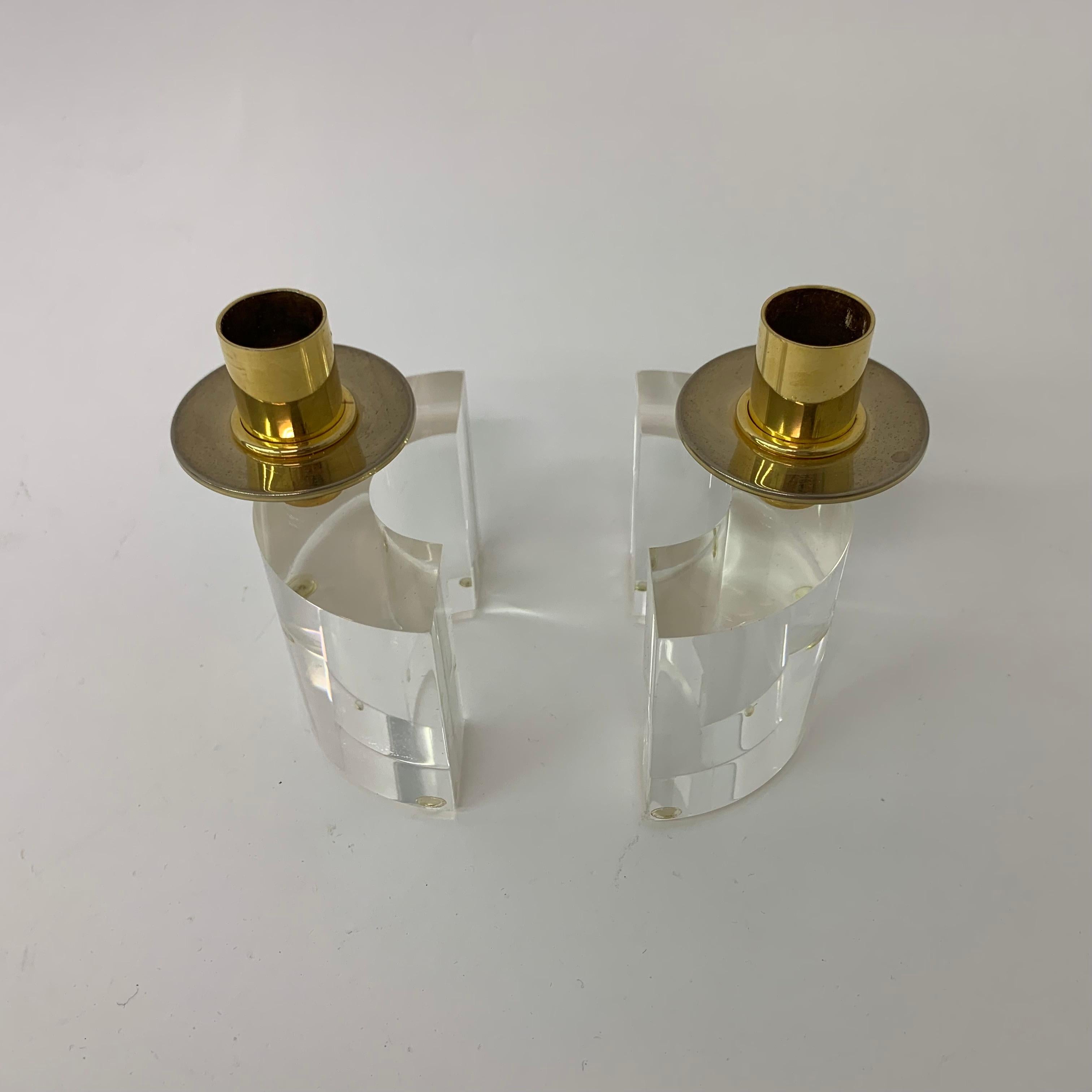 Set of 2 Lucite Candle Sticks, 1970s For Sale 3