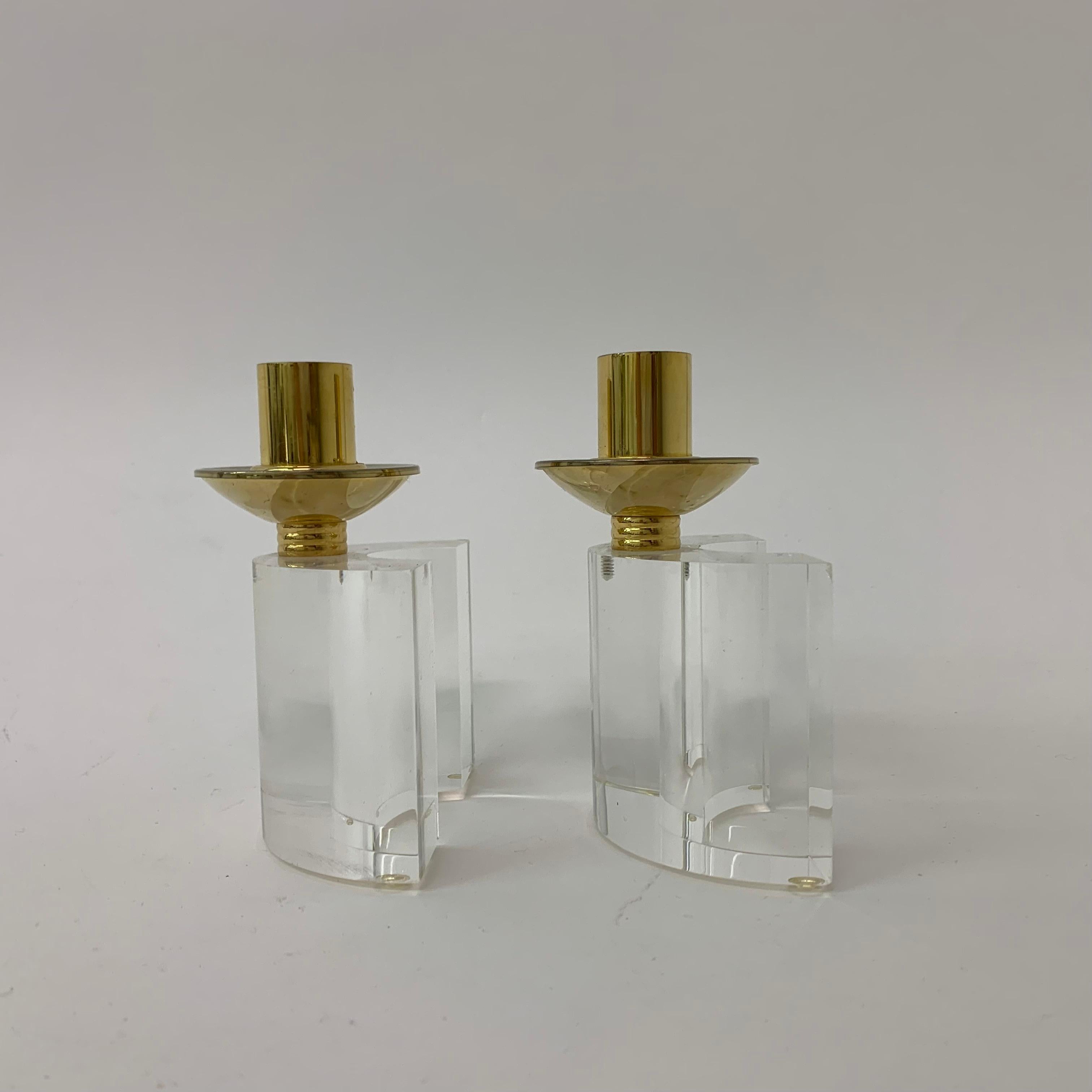 Set of 2 Lucite Candle Sticks, 1970s For Sale 3