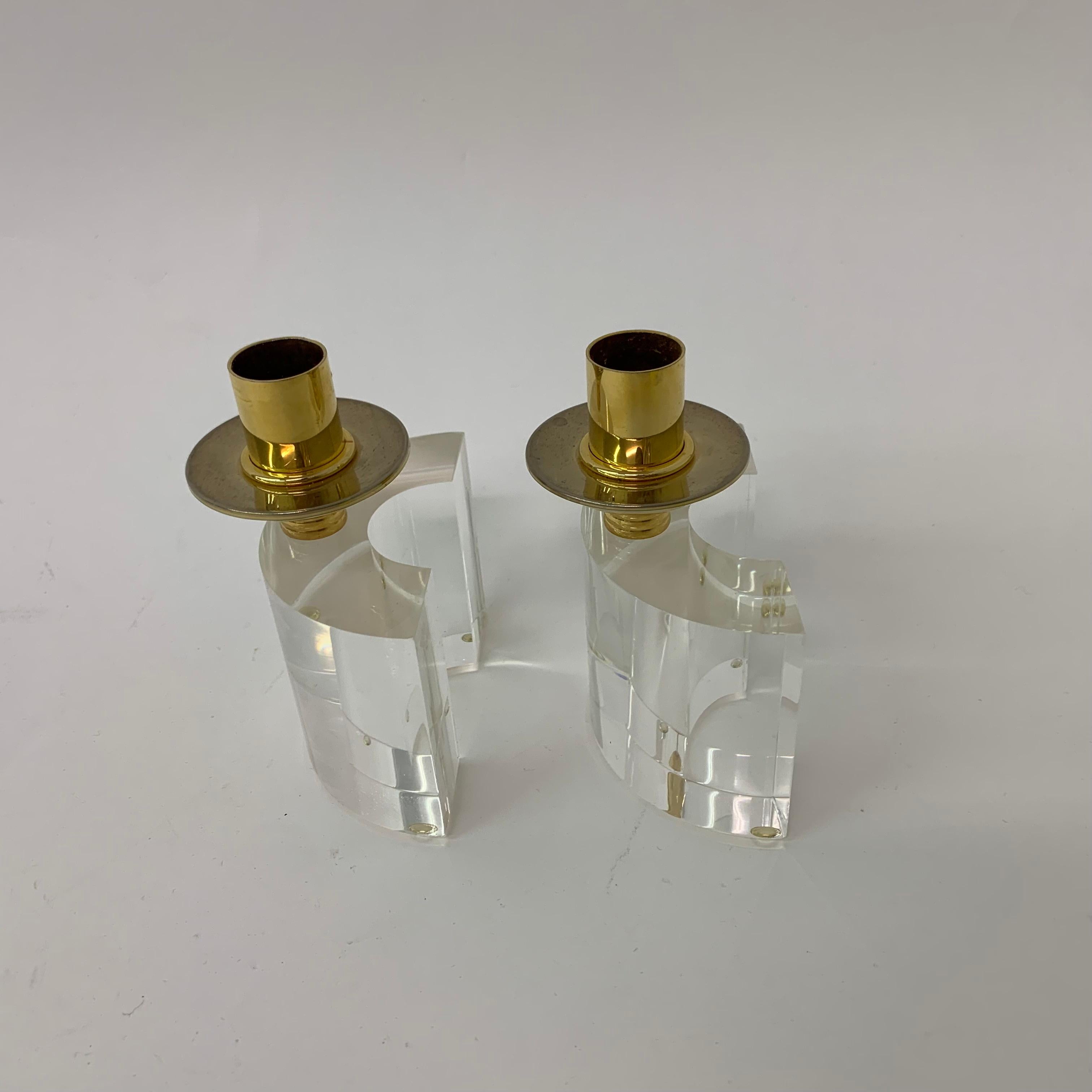 Set of 2 Lucite Candle Sticks, 1970s For Sale 4