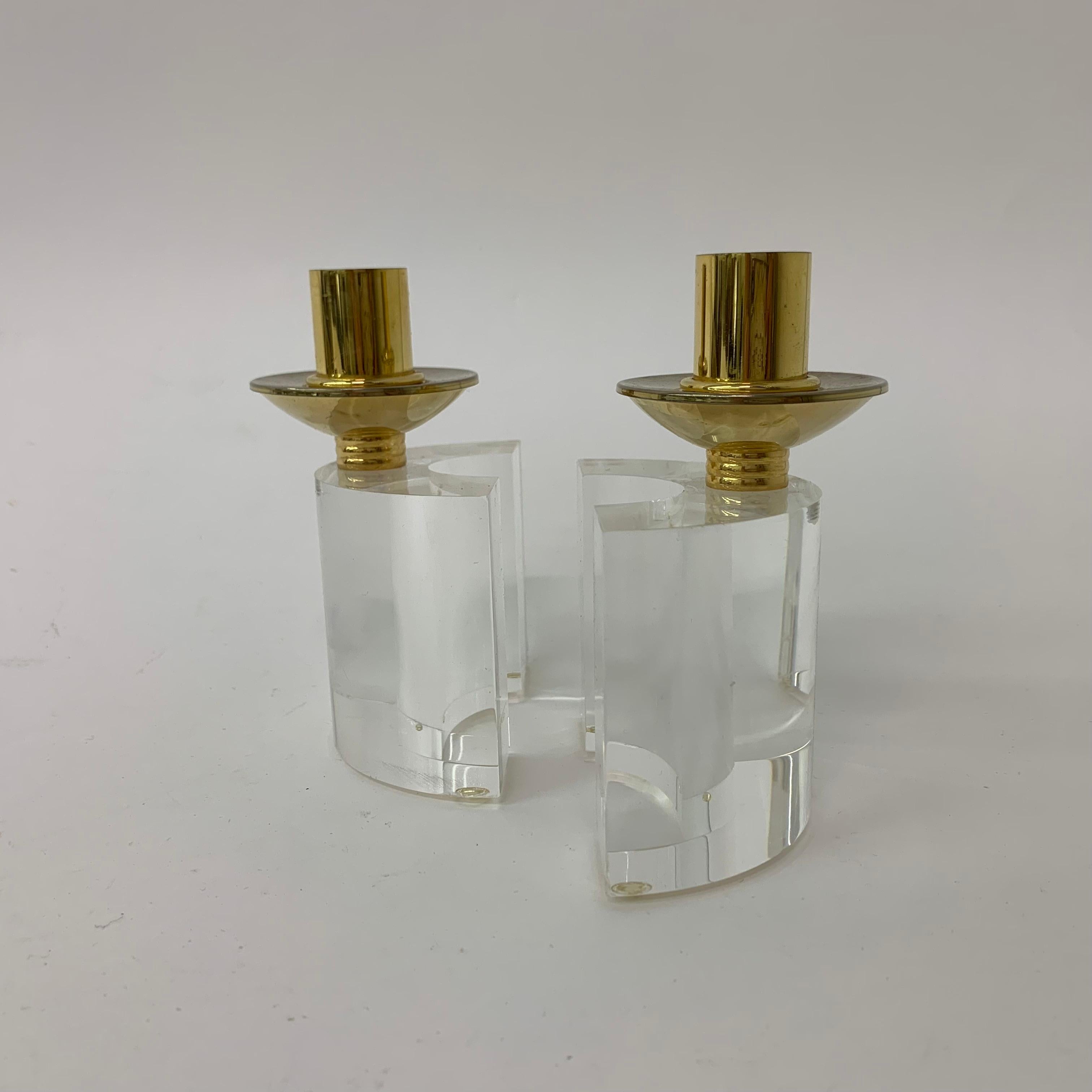 Set of 2 Lucite Candle Sticks, 1970s For Sale 6