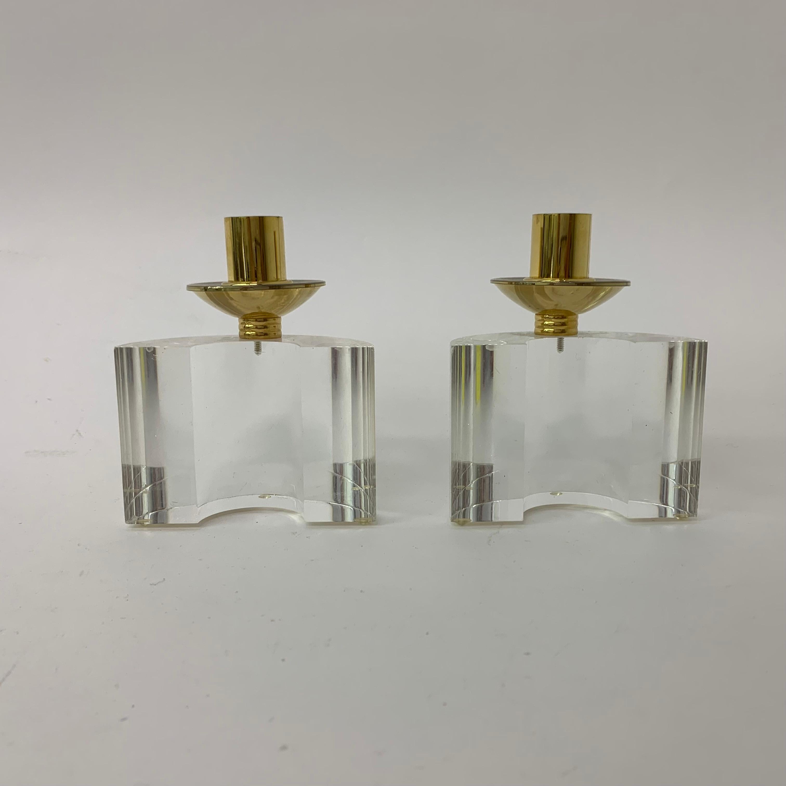 Set of 2 Lucite Candle Sticks, 1970s For Sale 8