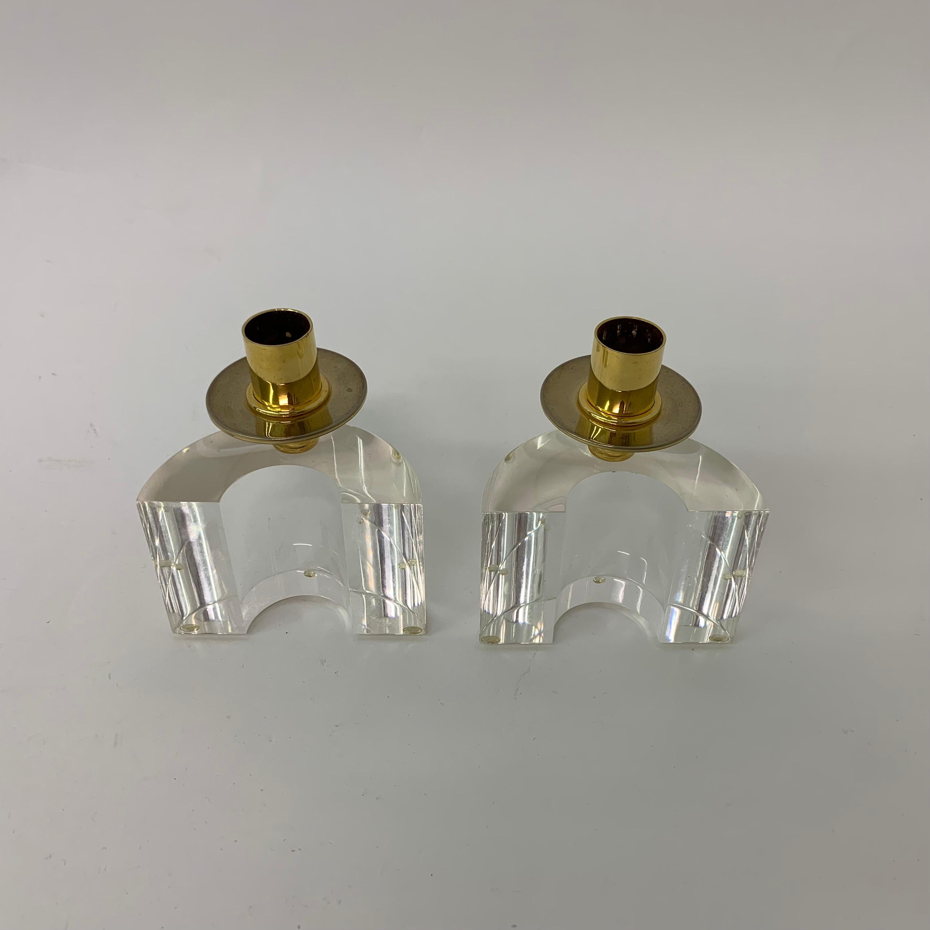 Set of 2 Lucite Candle Sticks, 1970s For Sale 9