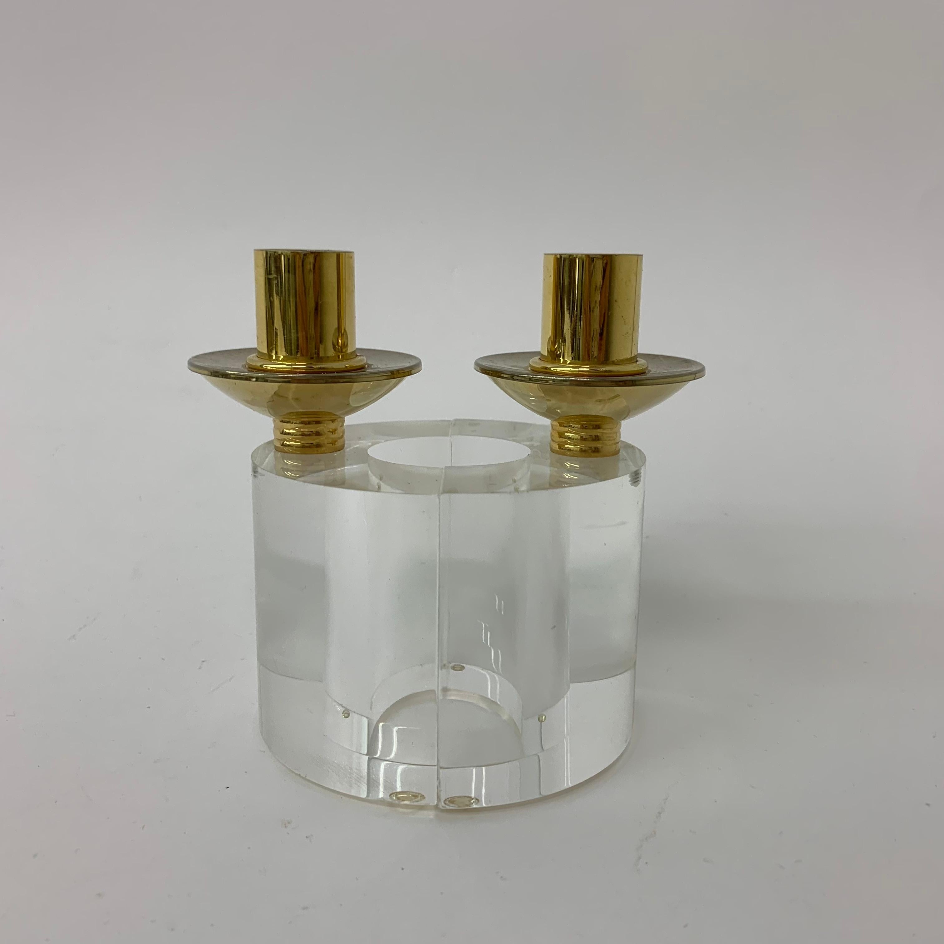 Set of 2 lucite candle sticks, 1970s.