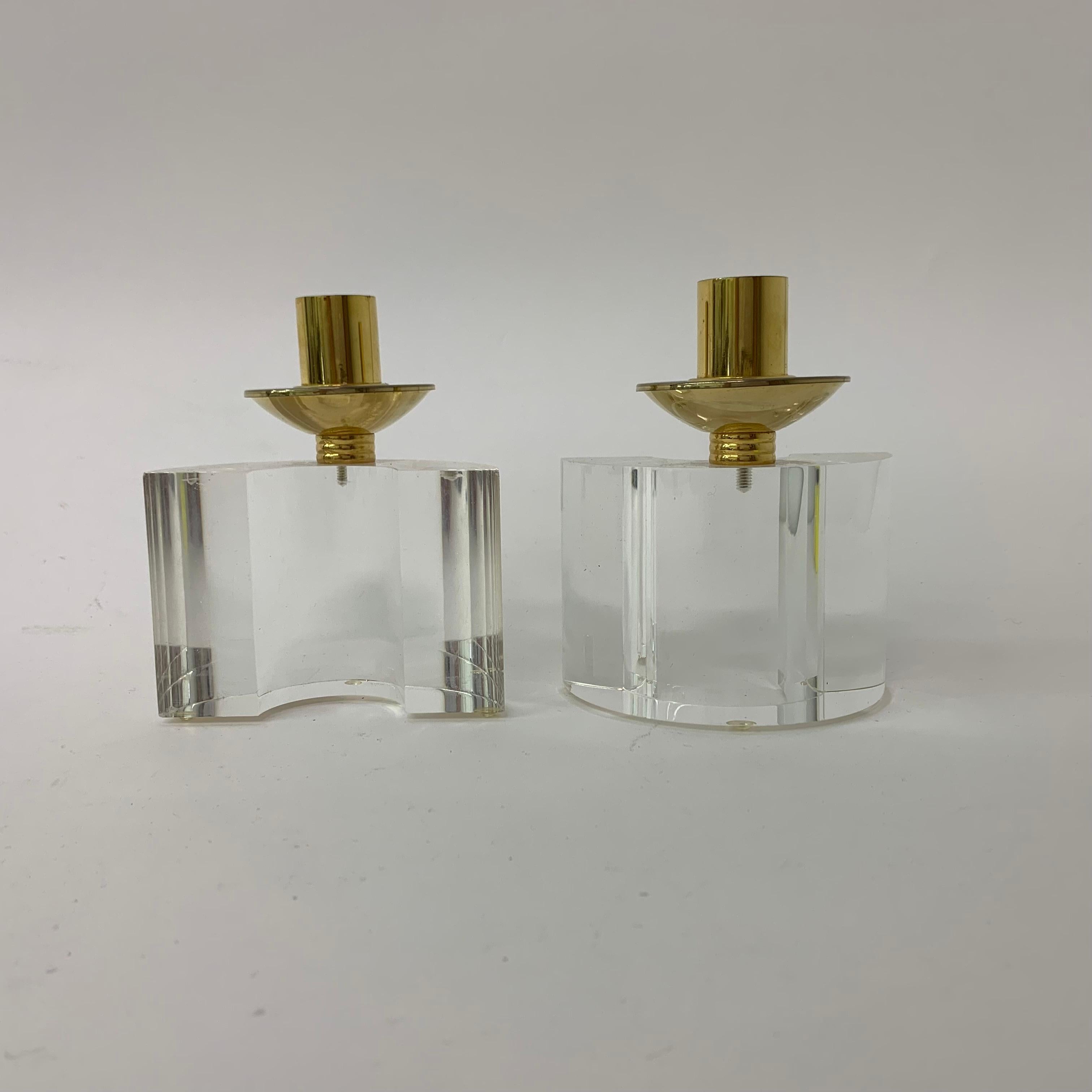 Set of 2 Lucite Candle Sticks, 1970s For Sale 10