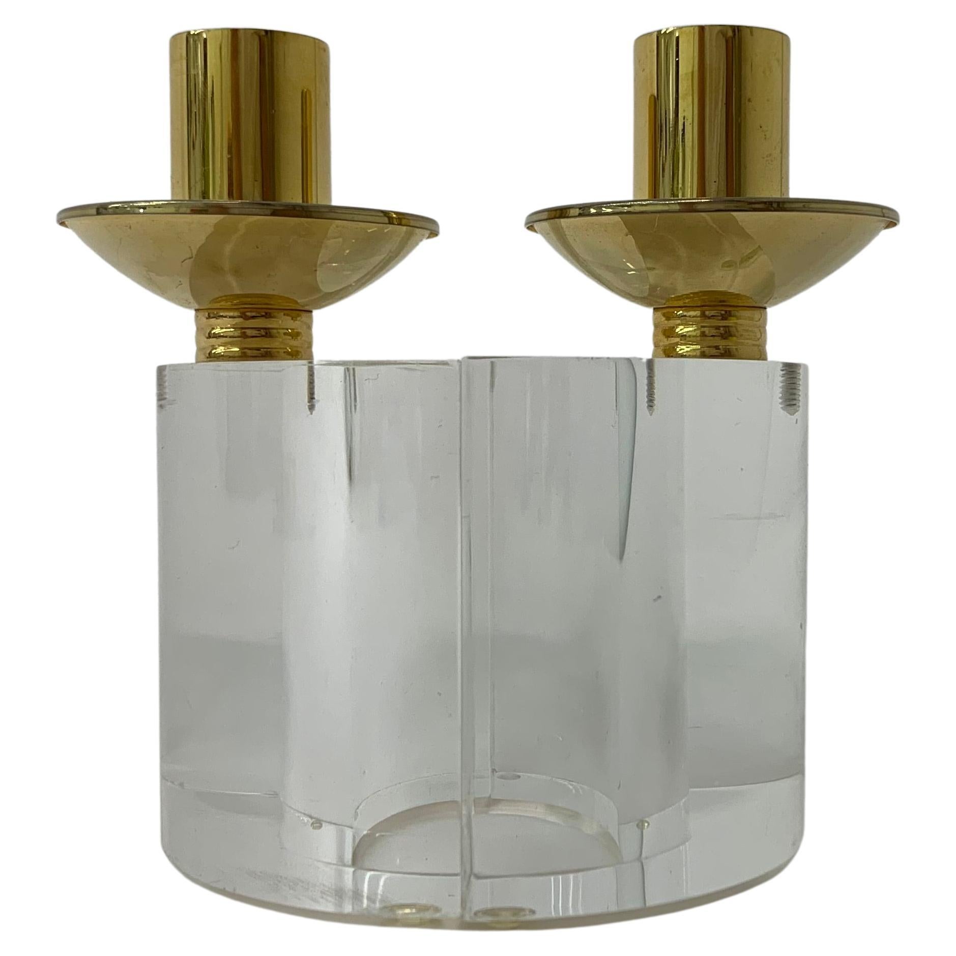 Set of 2 Lucite Candle Sticks, 1970s For Sale