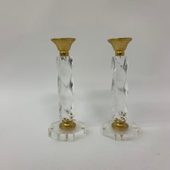 Set of 2 lucite twisted candle sticks, 1970’s