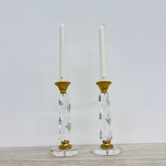 Set di 2 bastoni da candela ritorti in lucite, anni '70