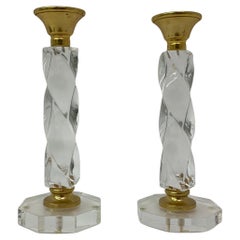 Set of 2 lucite twisted candle sticks, 1970’s