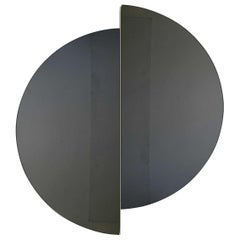 Set of 2 Luna Half-Moon Black Tinted Circular Bespoke Frameless Mirror, Medium