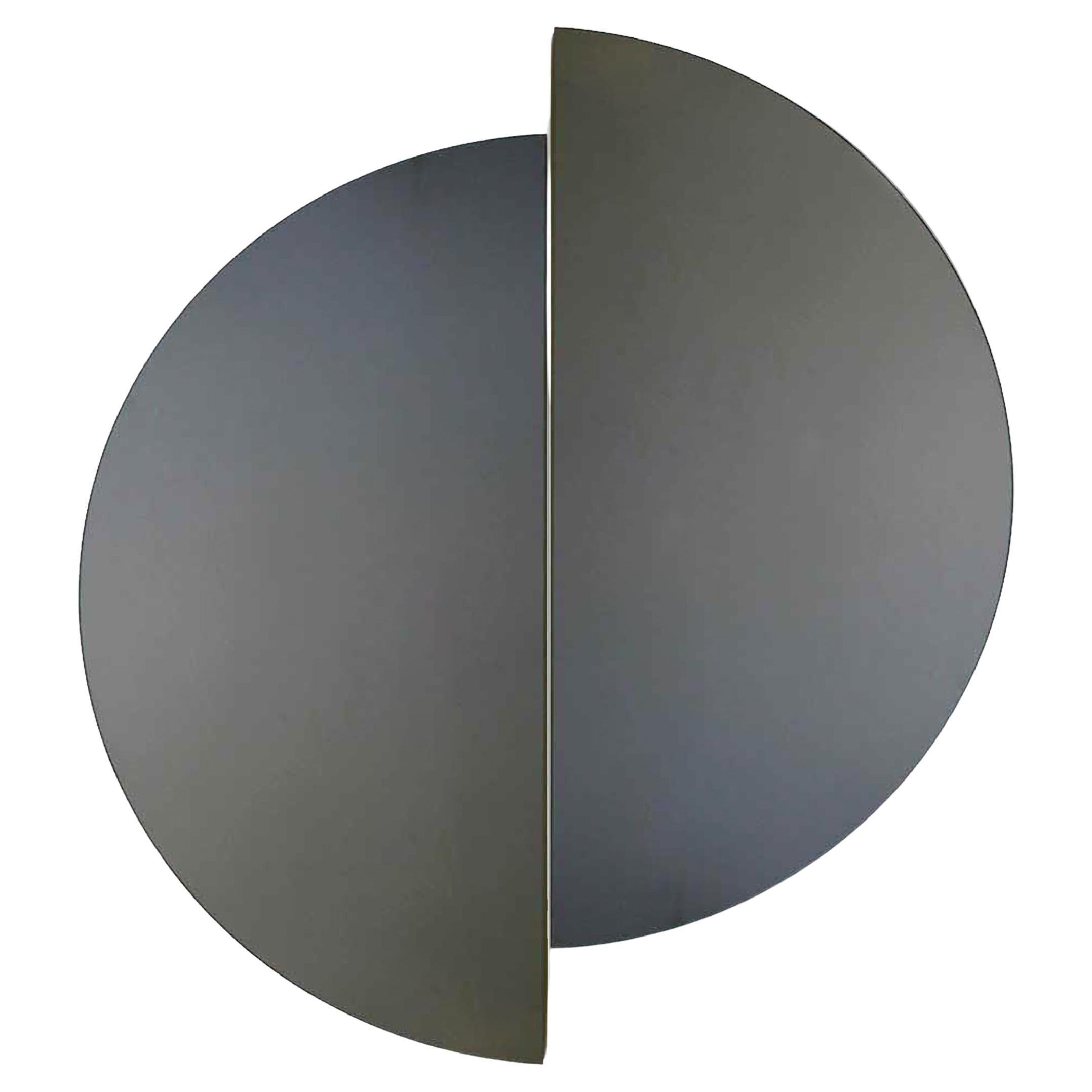 Set of 2 Luna Half-Moon Black Tinted Circular Bespoke Frameless Mirror, Medium