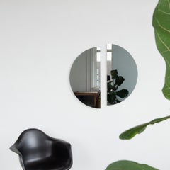 Set of 2 Luna Half-Moon Black Tinted Round Frameless Minimalist Mirrors, Large