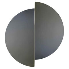 Set of 2 Luna Half-Moon Black Tinted Round Frameless Minimalist Mirror, Large