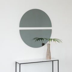 Set of 2 Luna Half-Moon Black Tinted Round Minimalist Frameless Mirrors, Regular