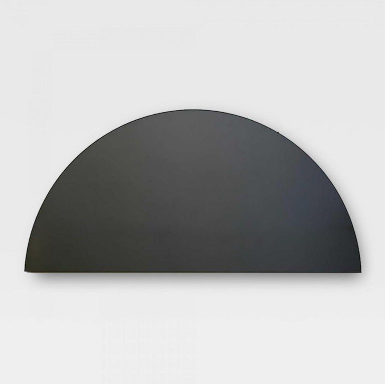 Contemporary Set of 2 Luna Half-Moon Black Tinted Round Minimalist Frameless Mirror, Regular For Sale