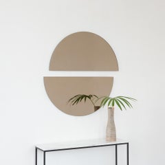 2er-Set Luna Halbmond Bronze getönte runde rahmenlose Contemporary-Spiegel, XL