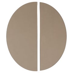 Set of 2 Luna Half-Moon Bronze Tinted Round Frameless Contemporary Mirrors, XL