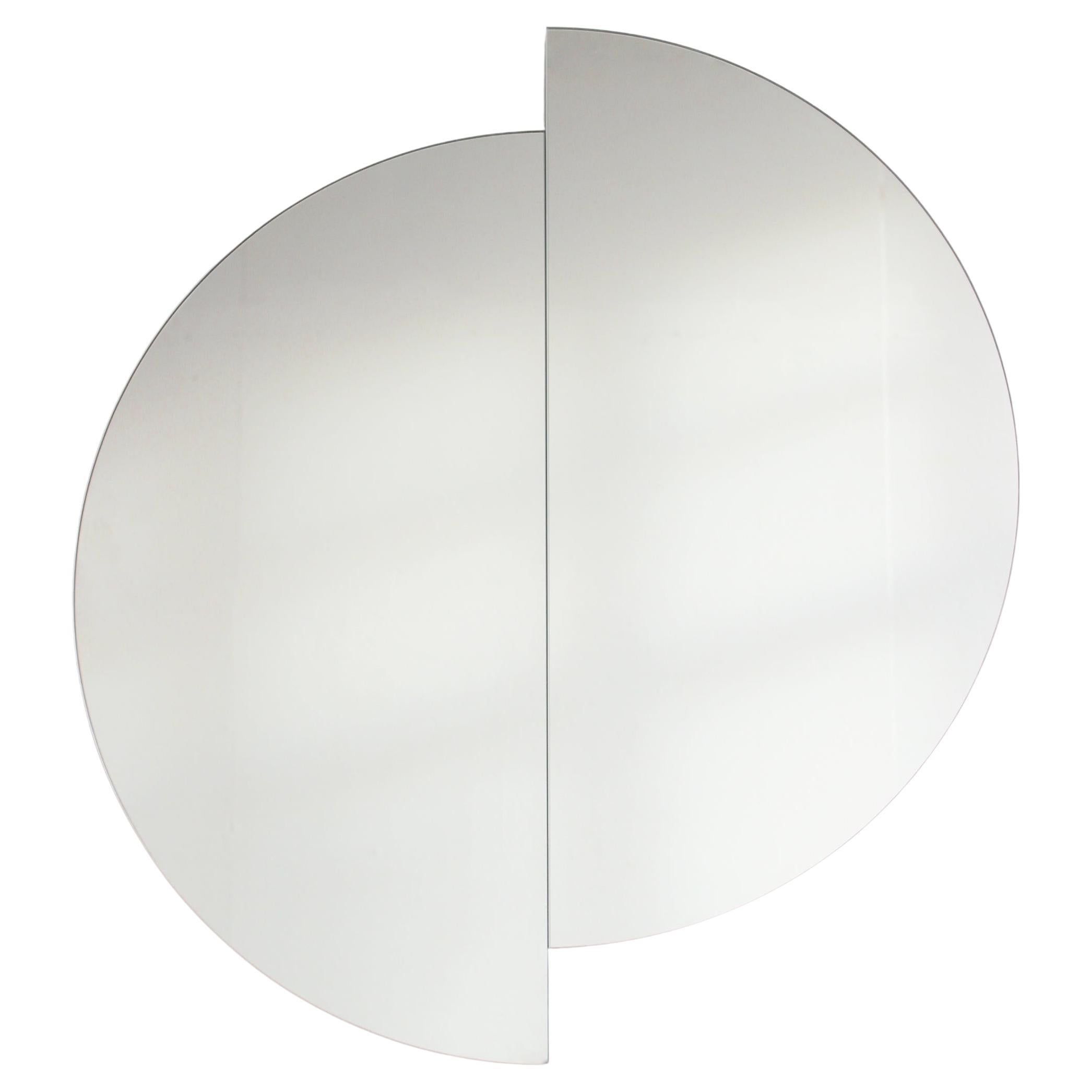 2er-Set Luna Halbmond Runde rahmenlose minimalistische Spiegel, groß im Angebot