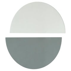 Set of 2 Luna Half-Moon Silver + Black Round Frameless Contemporary Mirrors, XL