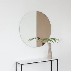 Set of 2 Luna Half-Moon Silver + Bronze Round Frameless Contemporary Mirrors, XL