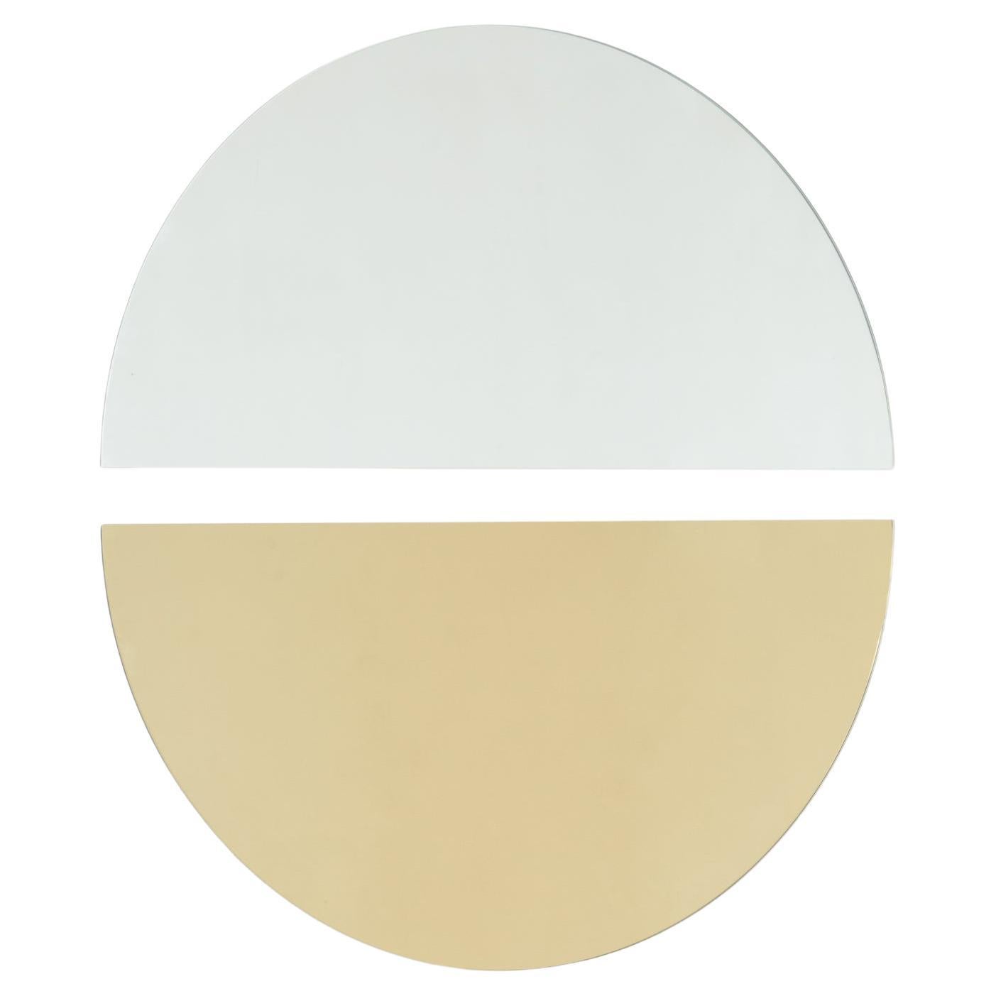 Set of 2 Luna Half-Moon Silver + Gold Contemporary Frameless Mirrors, Regular