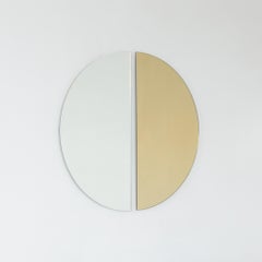 Set of 2 Luna Half-Moon Silver + Gold Round Frameless Minimalist Mirrors, XL
