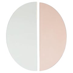 Set of 2 Luna Half-Moon Silver + Rose Gold Peach Round Frameless Mirror, Large