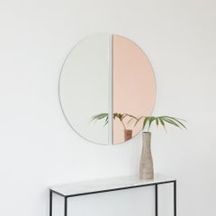 Set of 2 Luna Half-Moon Silver + Rose Gold Round Frameless Minimal Mirrors, XL
