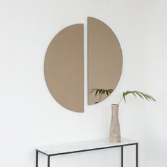 Ensemble de 2 miroirs semi-circulaires Luna teintés en bronze, sans cadre, grand format