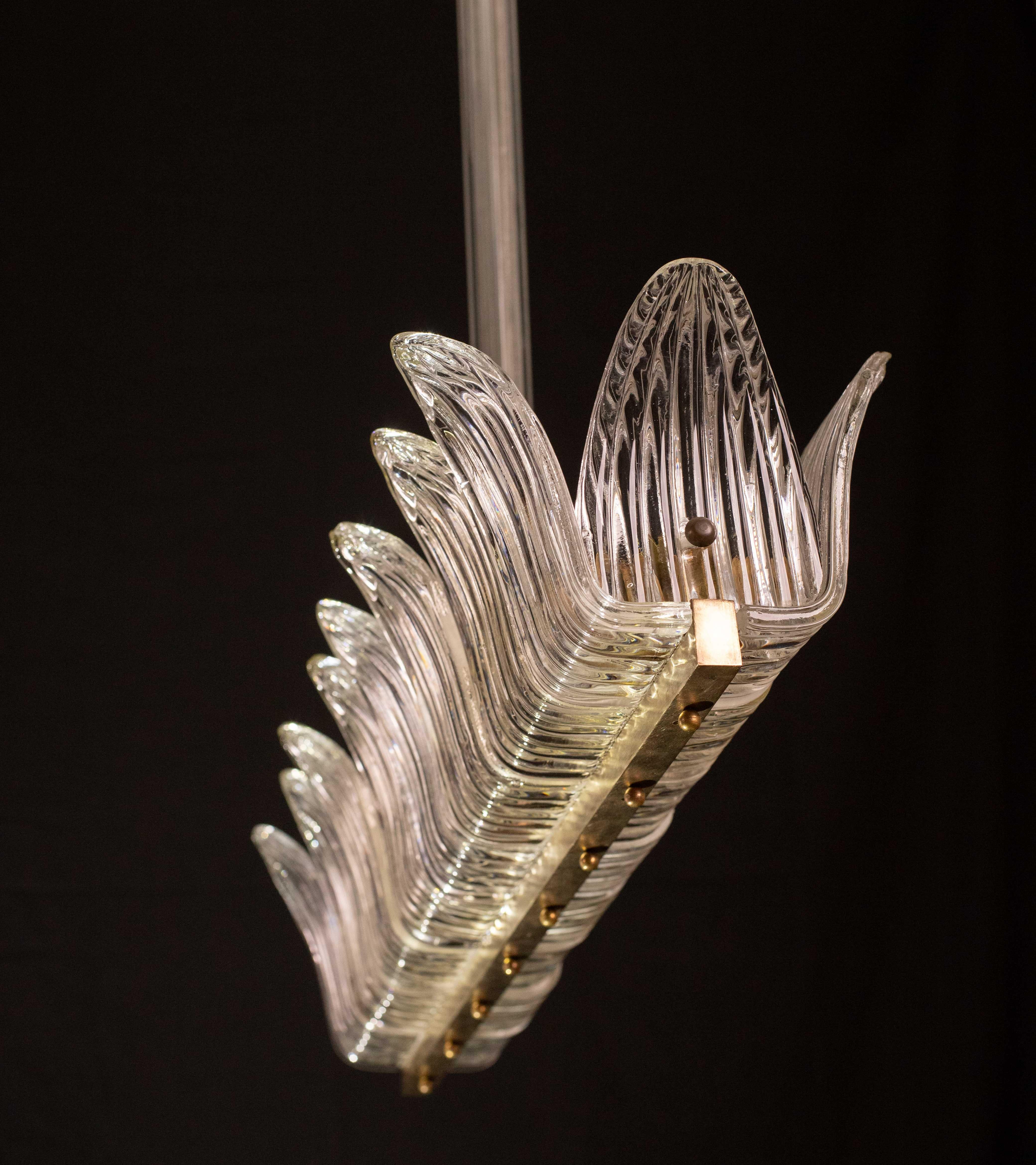 Set di 2 grandi lampadari Art Decò di lusso di Barovier e Toso, vetro di Murano, 1940 in vendita 4