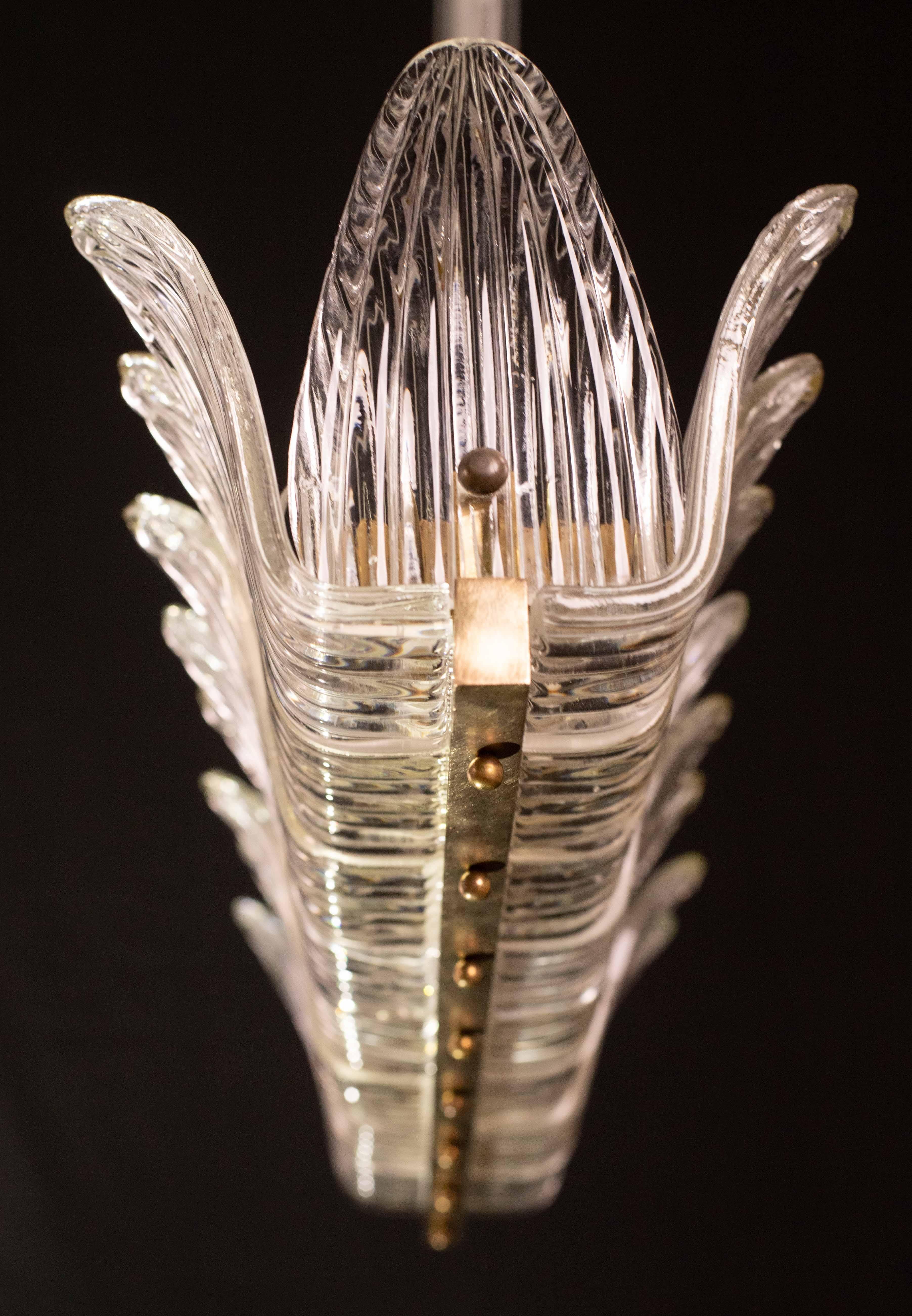 Set di 2 grandi lampadari Art Decò di lusso di Barovier e Toso, vetro di Murano, 1940 in vendita 5