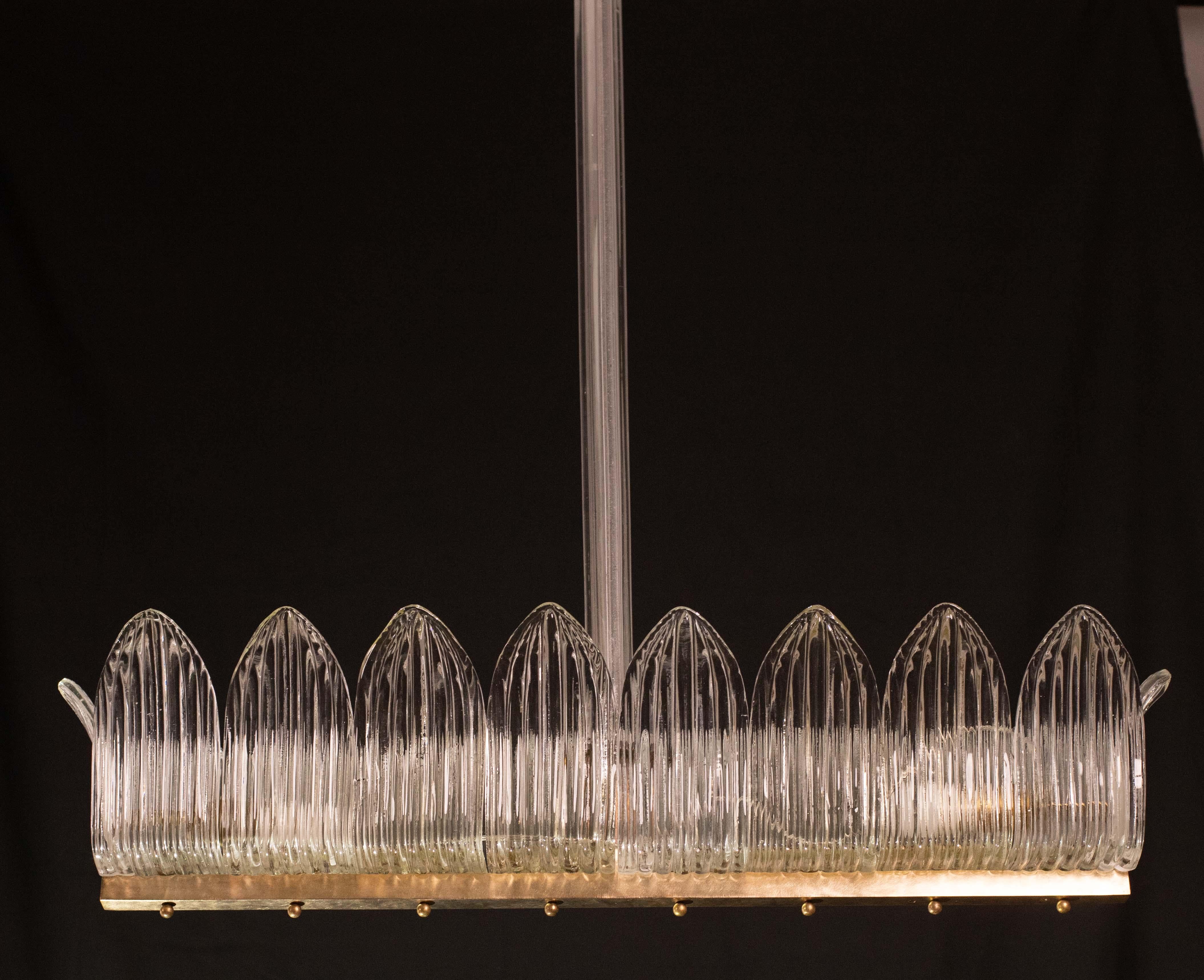 Set di 2 grandi lampadari Art Decò di lusso di Barovier e Toso, vetro di Murano, 1940 in vendita 7