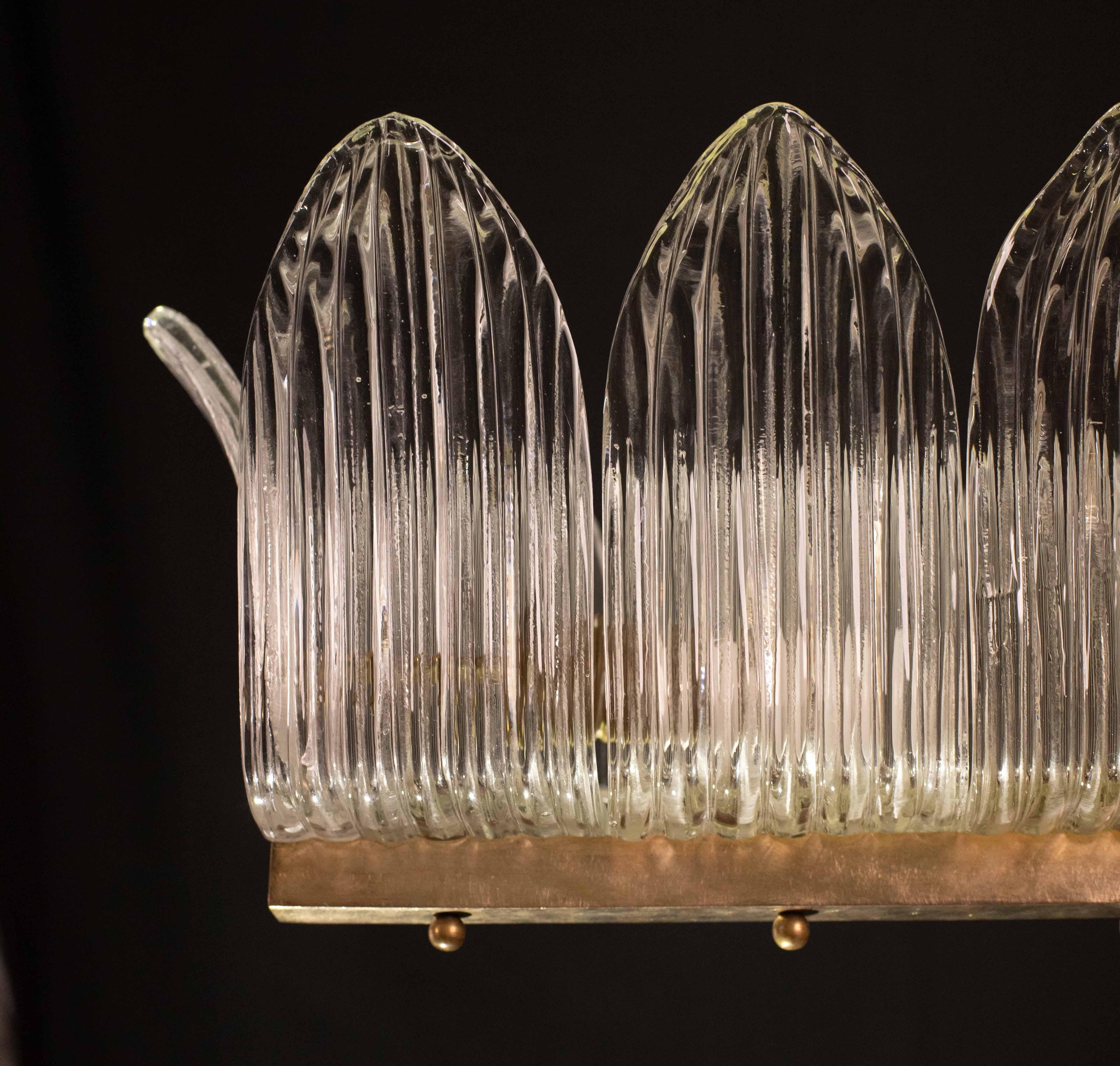 Set di 2 grandi lampadari Art Decò di lusso di Barovier e Toso, vetro di Murano, 1940 in vendita 8