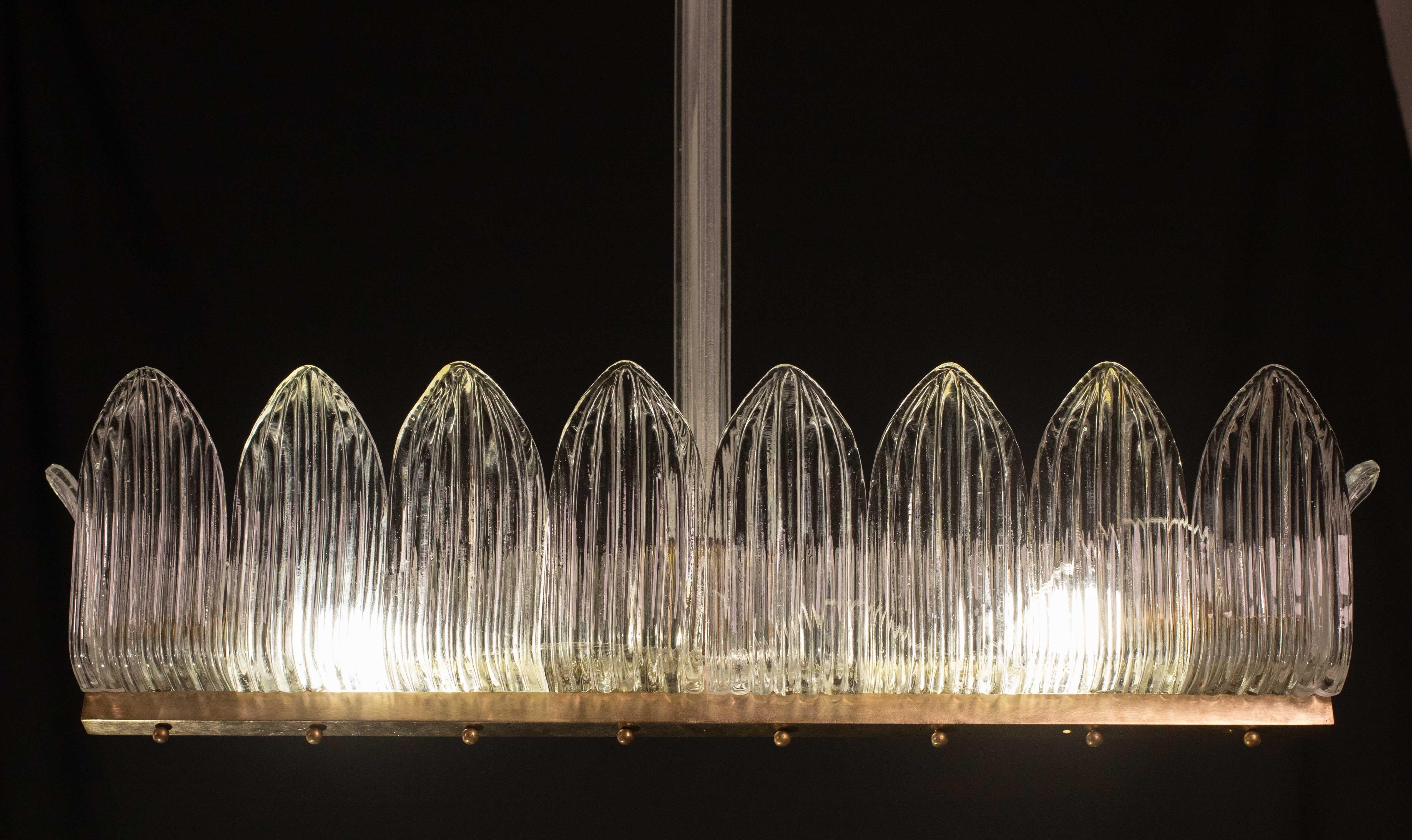 Set di 2 grandi lampadari Art Decò di lusso di Barovier e Toso, vetro di Murano, 1940 in vendita 3