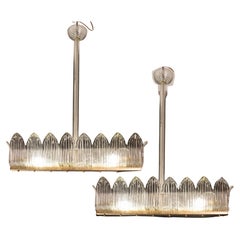 Set of 2 Luxury Large Art Decò Chandelier By Barovier e Toso, Murano Glass, 1940